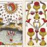 Moon and Three of Cups from Madenie Tarot de Marseille