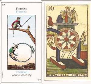 Etteilla card 20 Fortune and Vergnano Wheel of FOrtune