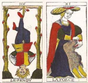 Pierre Madenie Hanged Man and Strength cards