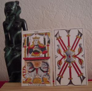 Chariot and Five of Batons Madenie deck