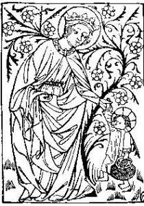 Saint Dorothy fourteenth century wood block print