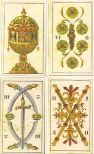 four pip cards Tarocchi Perrin