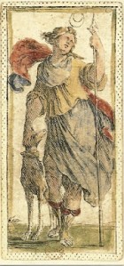 Moon card from tarocchino Mitelli