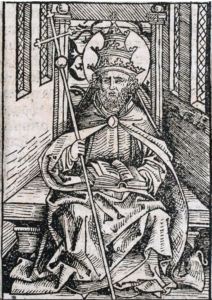 Woodcut of a Pope, fifteenth century