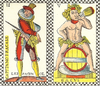 Spanish Captain and Bacus from Adam de Hautot tarot
