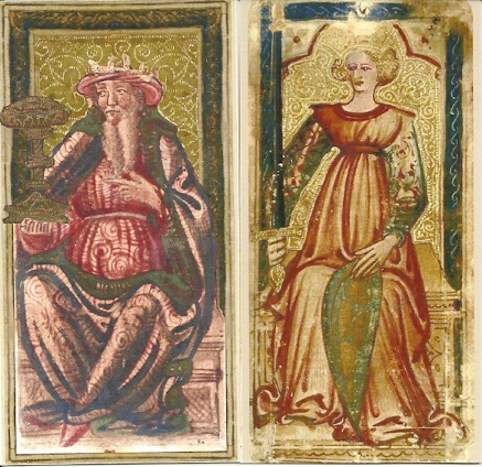 Two court cards from the Charles VI deck recreated