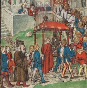 Emperor Sigismund in a religious procession, 1417
