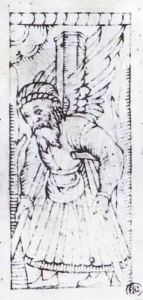 Old Man on crutches, with wings, Rothschild Sheet, 1500