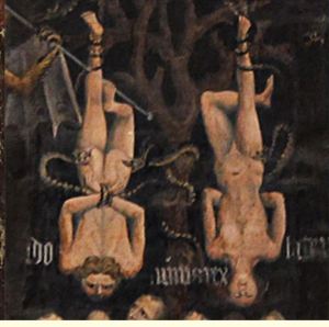 Hanging Men, Basilica di San Petronio, Bolognini Chapel, by Giovanni da Modena, 1410